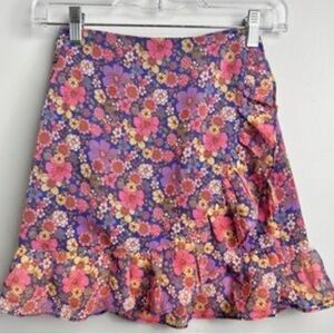 Topshop Floral Ruffled Wrap Skirt